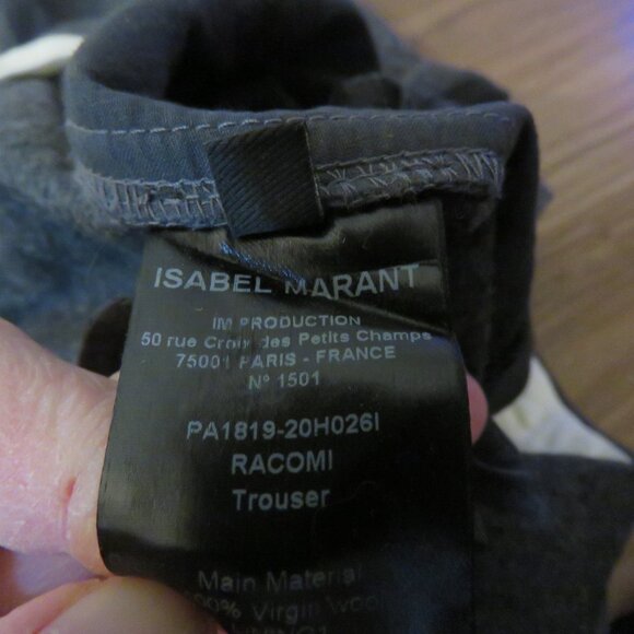 ISABEL MARANT Racomi 100% Virgin Wool Tapered High Rise Pants in Gray Size Large - Picture 16 of 16